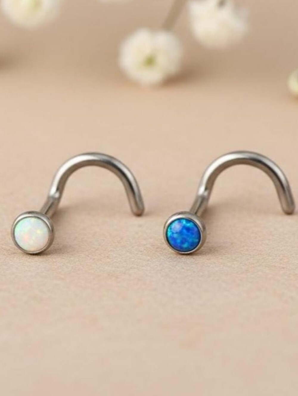 2 Opal Nose Rings - Picture 2 of 10